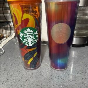 Starbucks Vibrant Floral and Rainbow Tumblers